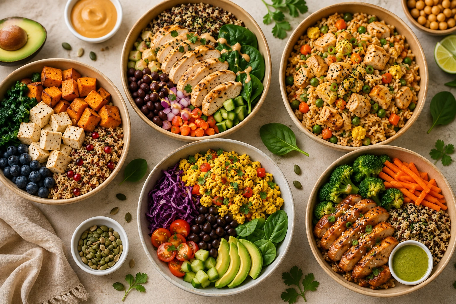 Macro-balanced high protein meal prep bowls from Muscle Tribe Winnipeg
